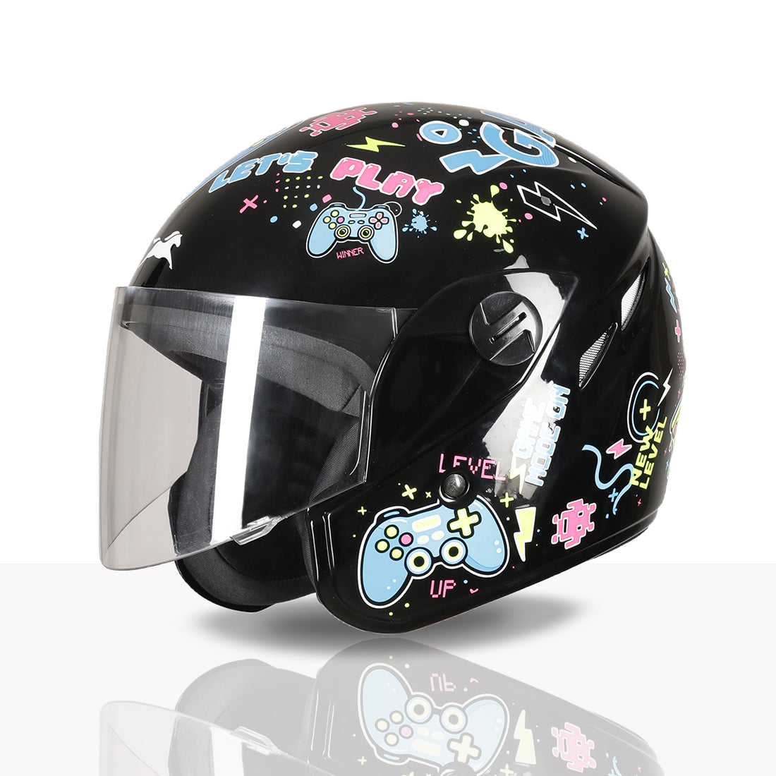 TVS Moto Jr. Kids Helmet |Fun Glow in the Dark Graphics | Lightweight ISI Certified ABS Shell| Removable Cheek Pads | Ideal Kids Bike Helmet for Cycle Scooter Daily Ride Comfort & Protection